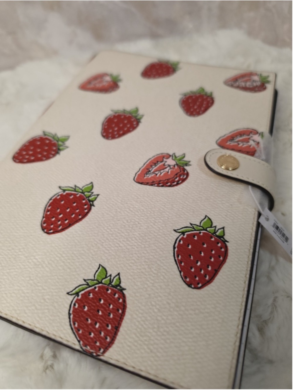 NWT Coach Notebook With Strawberry Print In Canvas/Leather Chalk Multi CAO4 - Picture 2 of 10
